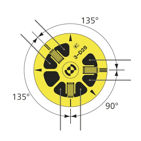 Dreifachmessgitter 0°/135°/90° - KFGS-1,5-120-D28-11